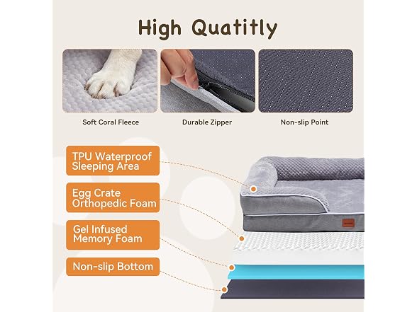 NAPWAYS Orthopedic XL Dog Bed Extra Large