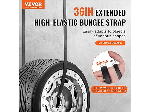 VEVOR 10 Piece Flat Bungee Cord
