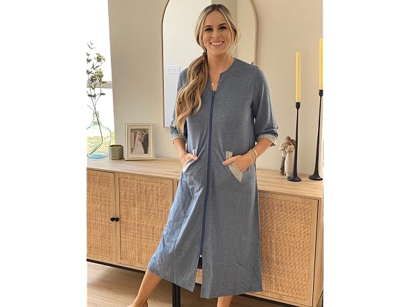 Ekouaer (3XL) Robes Zipper Sleeves Housecoat Robe