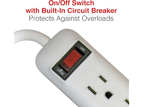 Clear Power 6 Outlet Power Strip, 8 ft