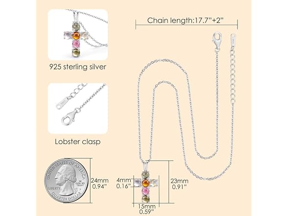 Gems Beauty Cross Necklace Mix color