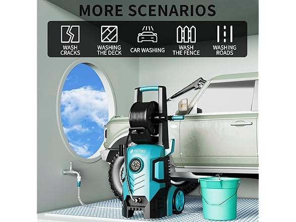 2026new Pressure Washer 5000PSI with Adj-8-Level Touch Screen, 34" Tall Power Washer, 4 Quick Connect Nozzles, Inlet Hose&Filter&500mlFoam Cannon for Cars/Fences/Driveways,Blue (Open Box)