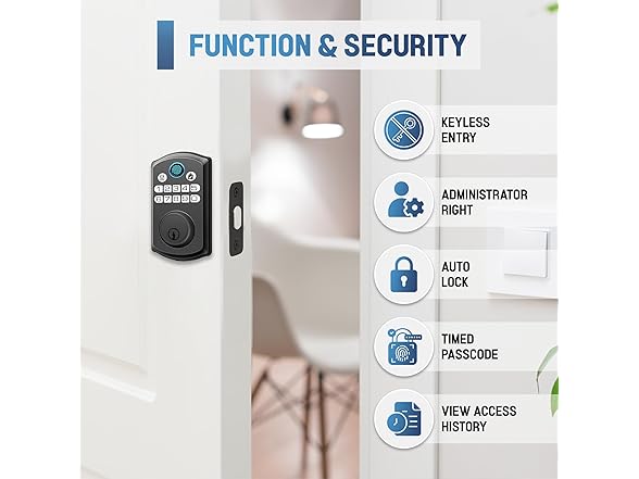 LOCSMART Fingerprint Door Lock Black