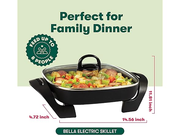 Bella 12" Electric Skillet Black