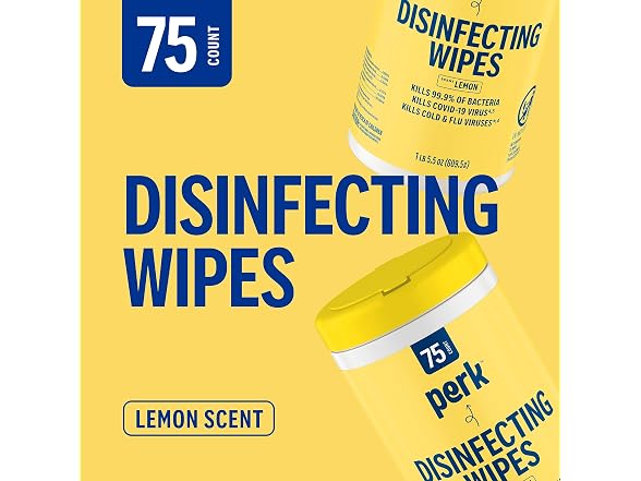 Perk Disinfecting Wipes Lemon 75ct