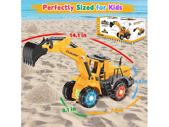 ALOTJOY Lights Music Excavator Truck Toy