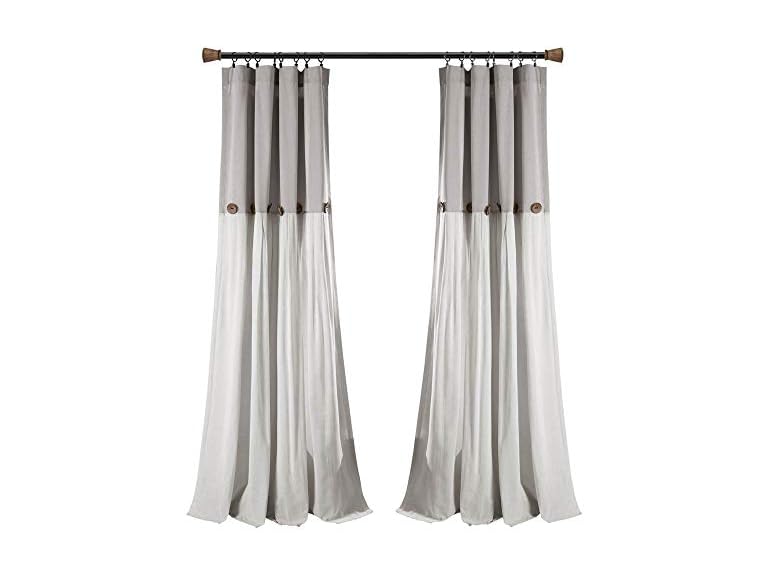 Lush Decor Linen Button Window Curtain