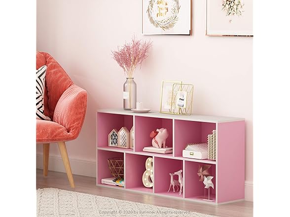 Furinno LUDER Book Shelf, White/Pink