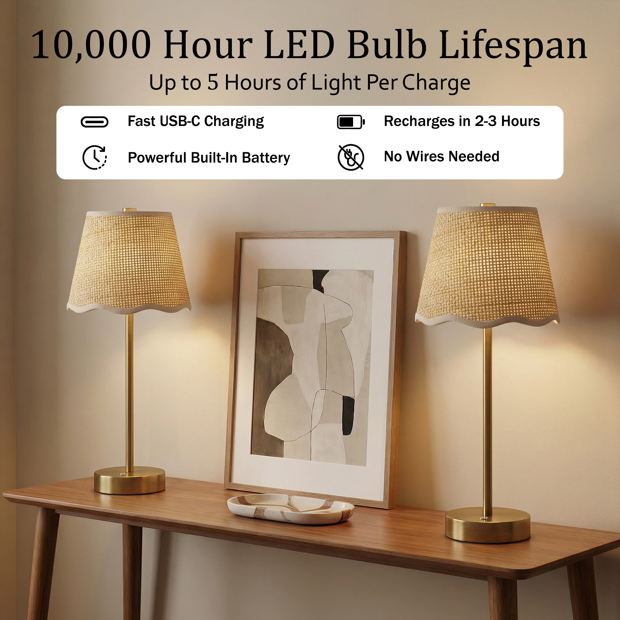 Raffia Scalloped Shade Lamp - Gallery 25