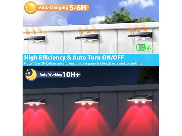 Solar Fence Lights 8-Pack w/ RGB Colors