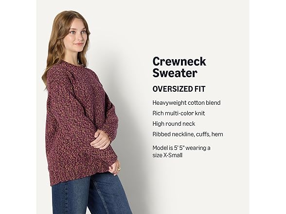 Amazon Essentials Women Oversized-Fit Multi-Color Crewneck