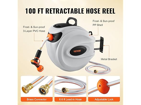VEVOR Retractable Hose Reel, 100 ft