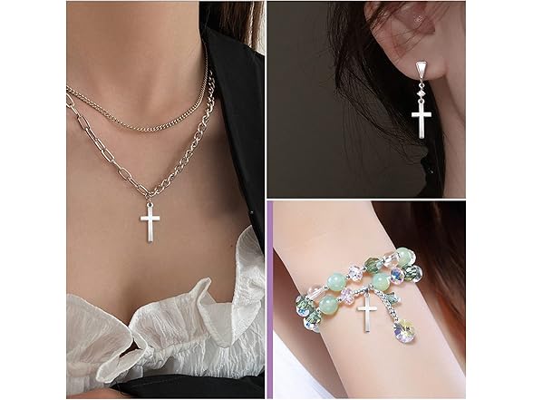 BronaGrand Silver Cross Crucifix Charms