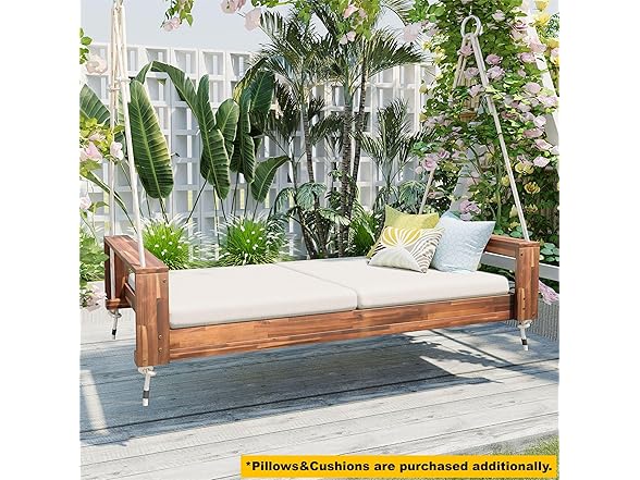 Merax Patio Acacia Wood Porch Swing -Choose Color