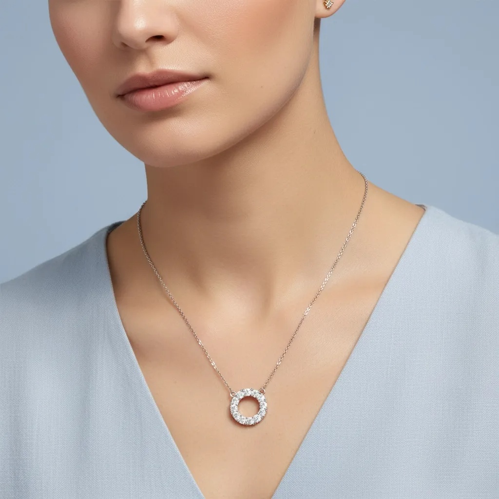 Moissanite Diamond Eternity Necklace - Gallery 7