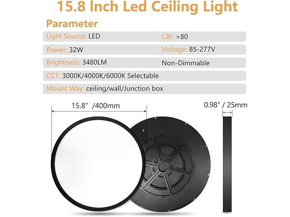 4-Pack Slim LED Ceiling Light 32W CCT