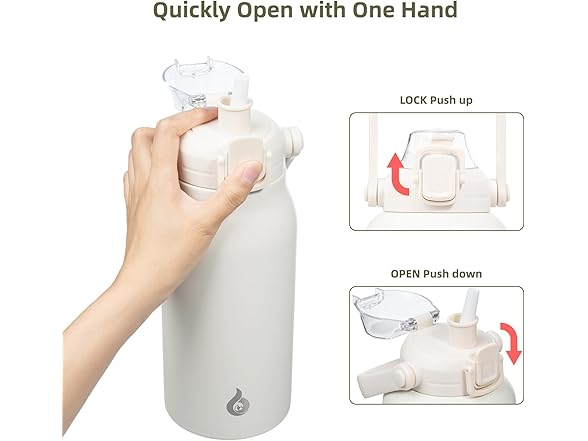 BJPKPK Insulated Water Bottles with Straw,White