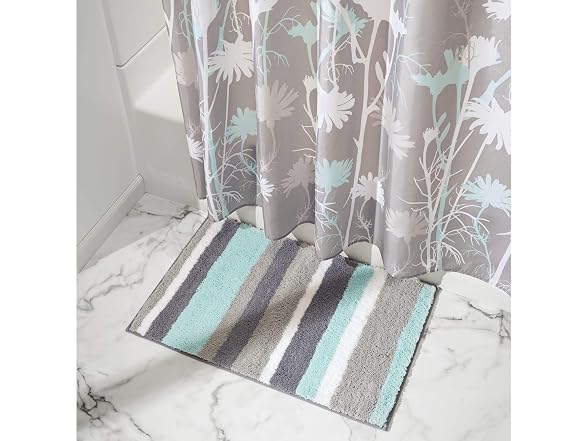 iDesign Stripz Bath, Microfiber Accent Rug