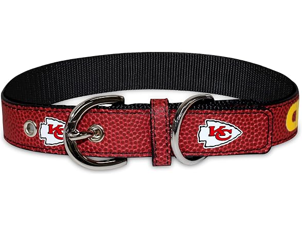 Pets First Tough Leather Pet Collar NFL Kansas City Chiefs