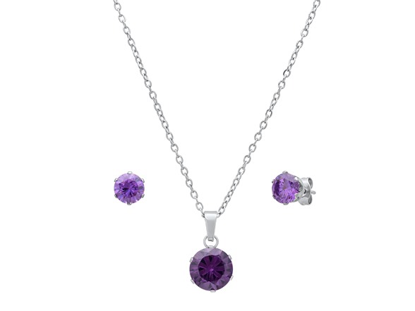 Purple Stone Necklace & Earring Set