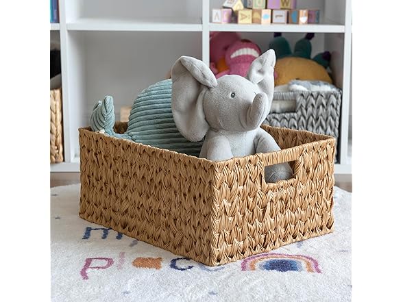 JS HANGER Large Woven Rattan Storage Basket 
