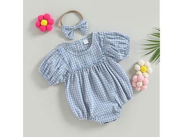 Douhoow Infant Baby Girl Plaid Romper
