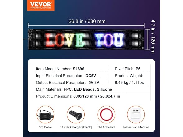 Programmable LED Sign, P6 Full Color LED