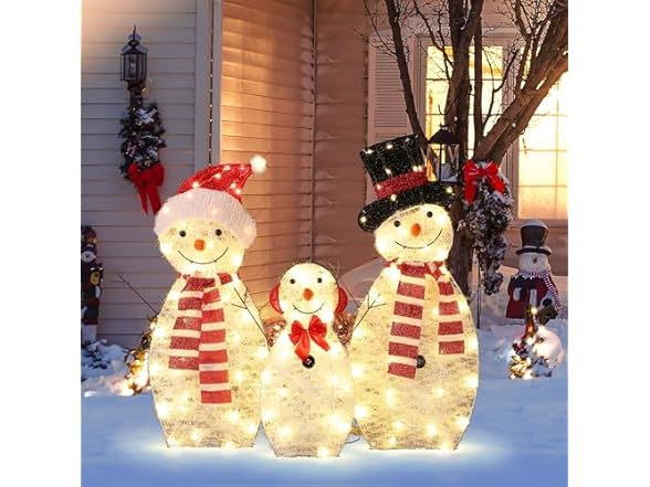 LuxenHöme 30" Lighted Snowman Family