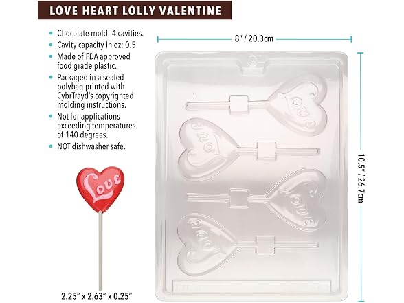 LOVE HEART LOLLY Mold 