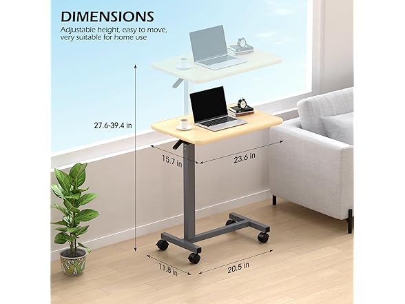 Adjustable Overbed Table with Wheels