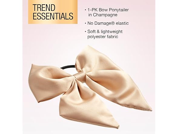 Scunci by Conair champagne elastic bow hair tie