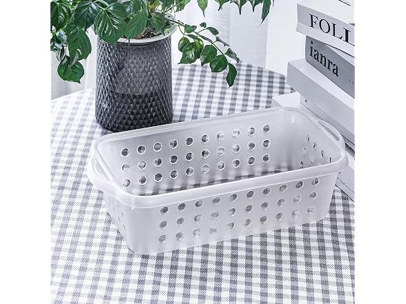 Cetomo Plastic Storage Baskets with Handle,Transparent, 12 Pack