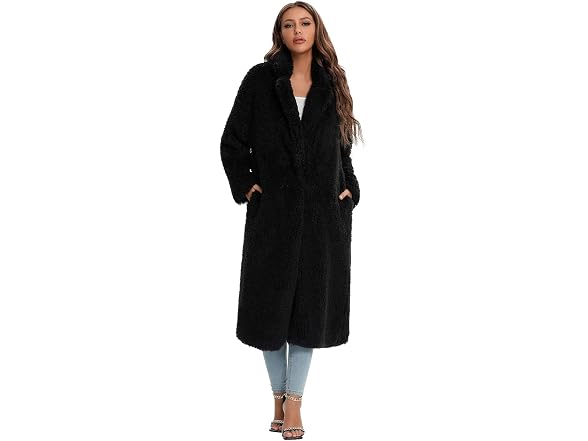Sugar Poison Women (L) Faux Fur Tie Belt Open Coat