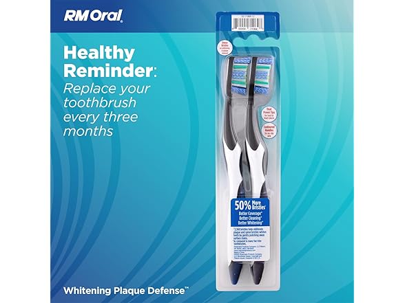 2PK RM Oral Whitening Plaque Defense Soft Toothbrush