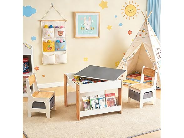 LuxenHome Toddler Table and Chairs Set
