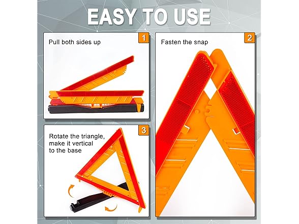 FATFOX Safety Triangles DOT Approved, 3 Pack