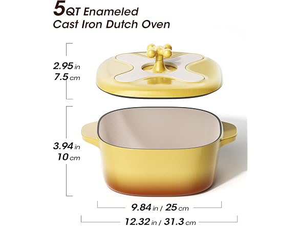 stackbear Cast Iron Dutch Oven Yellow