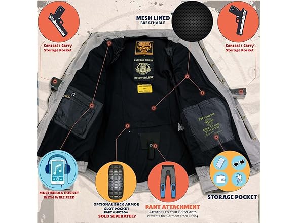 Men's Grey Flannel Biker Shirt XL