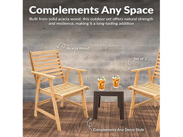 Sunnydaze Decor BOD-6322 2 Acacia Dining Chairs Brown - Gallery 4