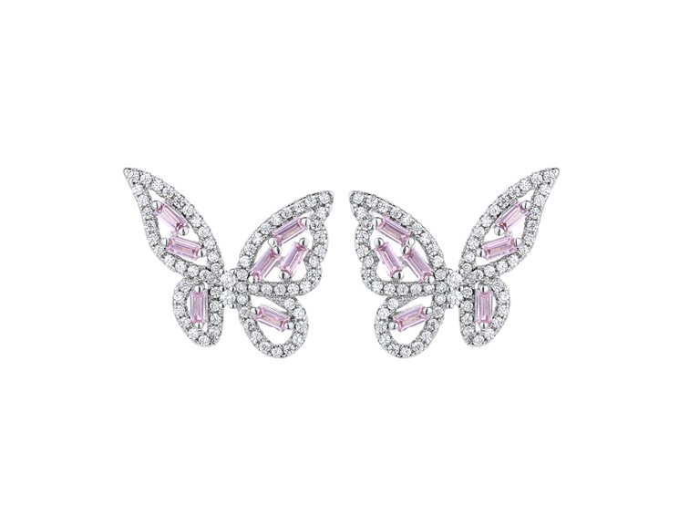 AAA IGT-DAAS-DEBS5051-P Sterling Silver Butterfly Earrings Pink