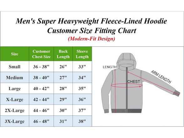 Mens Heavyweight Fleece-Lined Pullover Hoodie