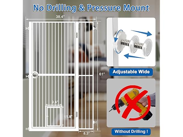 MODCART 61" Extra Tall Cat Gate for Doorway