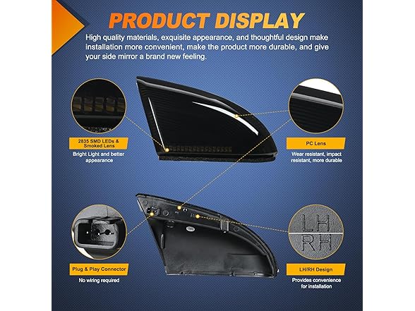 Nilight Side Mirror Marker Light Switchback Amber Turn Signals