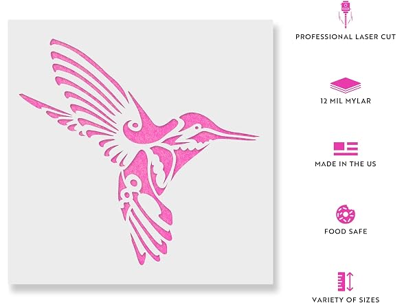 Deco Hummingbird Stencil - Bird &