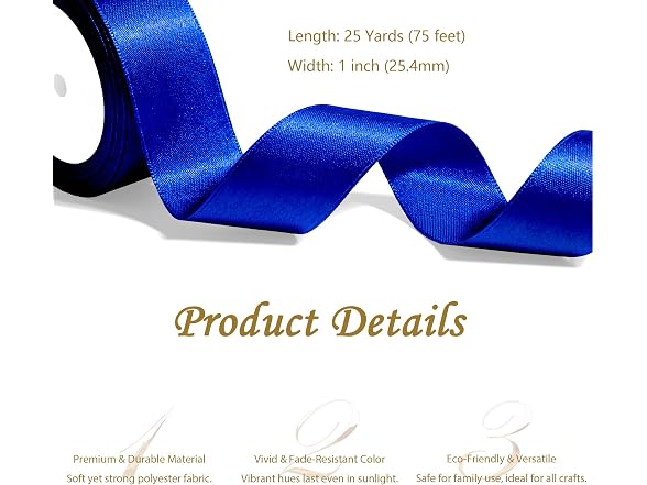 Tiergrade Blue Satin Ribbon 1 Inch x 4 Rolls Blue