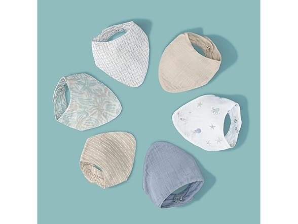Crane Cotton Newborn Baby Bib Set- Beach