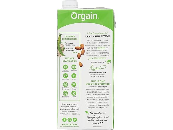 Orgain Almond Milk Unsweetened, 32oz