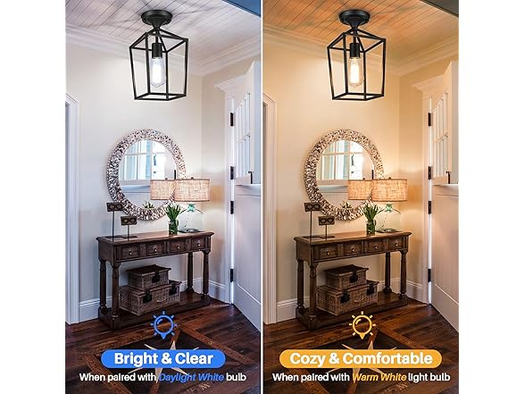 BesLowe 2Pk Semi Flush Ceiling Light Fixtures, Black