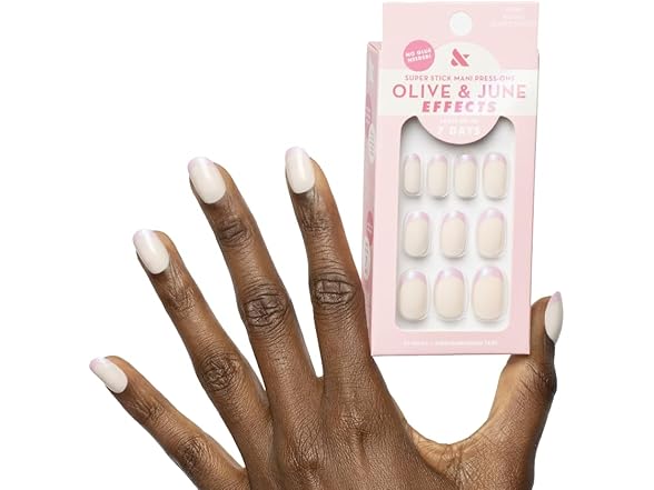 Olive & June Super Stick Mani Press-On Nails Glazed French