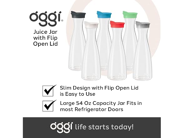 OGGI Clear Carafe w/Flip Open Lid 